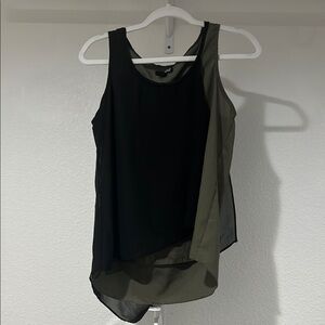 a.n.a Black and Olive Asymmetrical Tank Top
